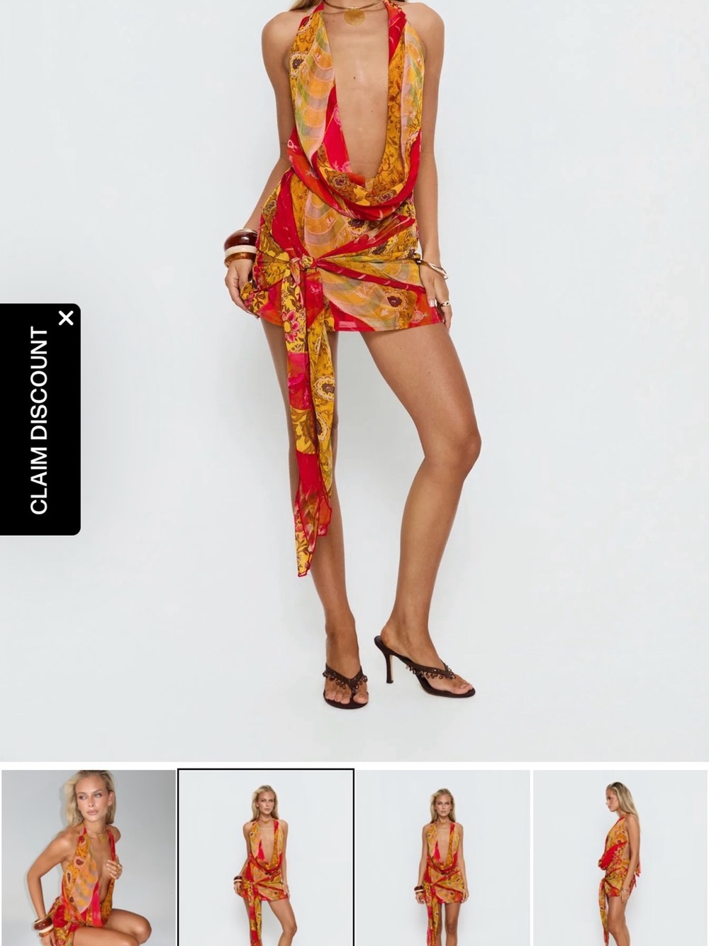 Princess Polly Red & Yellow Paisley Mini Dress